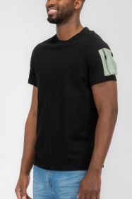SHORT SLEEVE COTTON TSHIRT (Color: Black Grey, size: S)