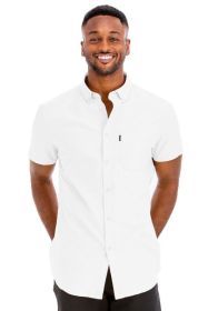 Weiv Men's Casual Short Sleeve Solid Shirts (Color: H.NAVY, size: 2XL)