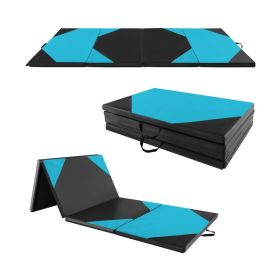 10' x 4' x 2" Folding Exercise Mat with Hook and Loop Fasteners (Color: NAVY)